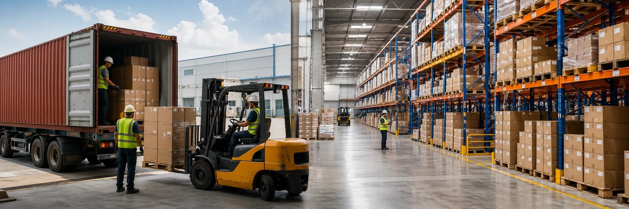 Racked pallet storage in an IDCEA partner warehouse in the Inland Empire, Southern California